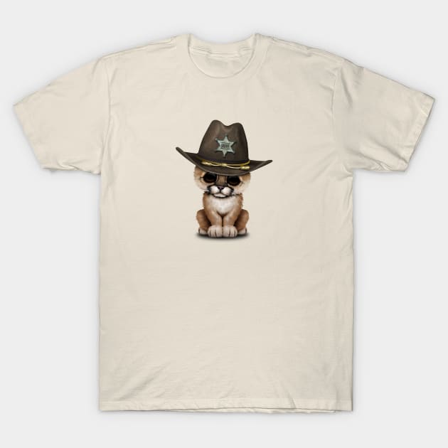 Cute Baby Cougar Cub Sheriff T-Shirt by jeffbartels